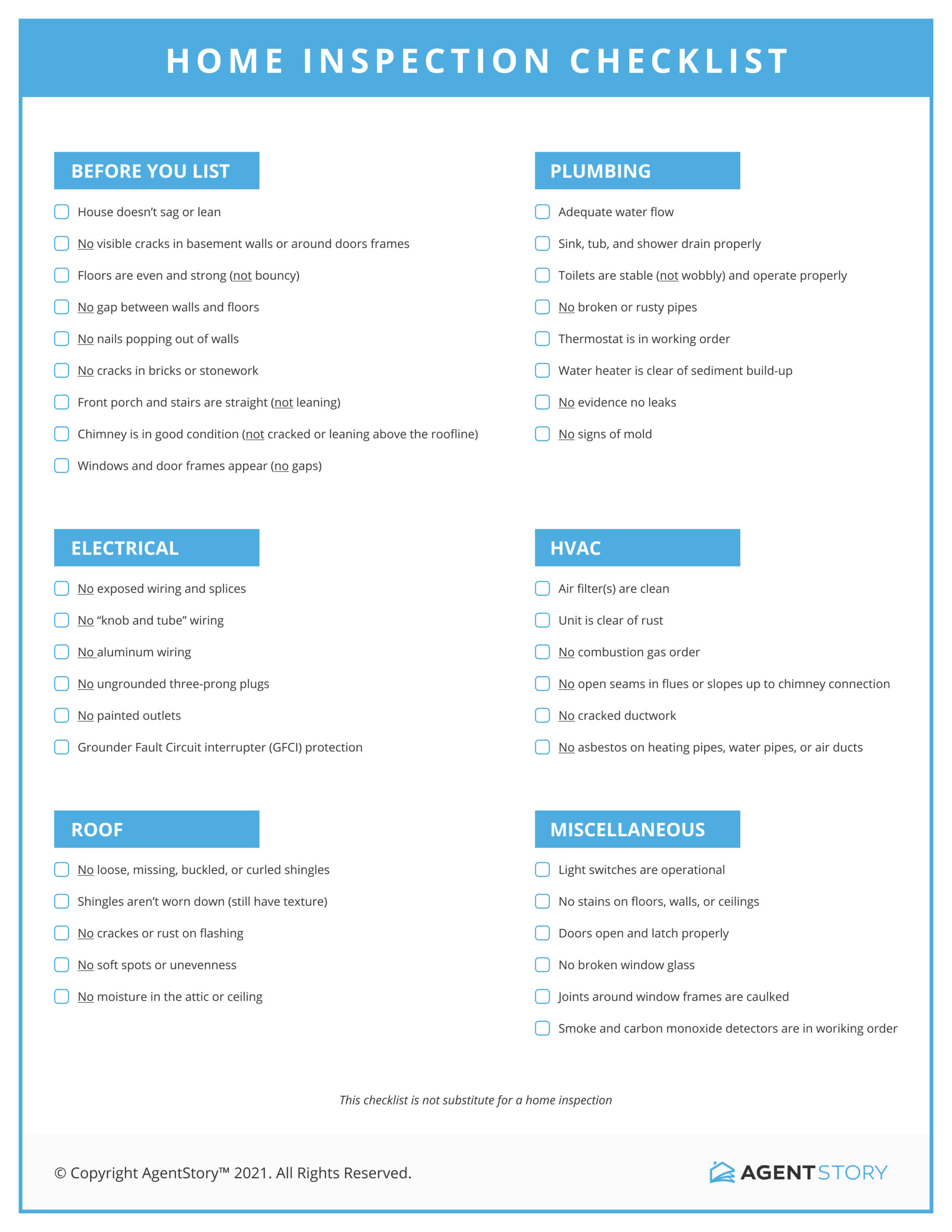 home inspection checklist